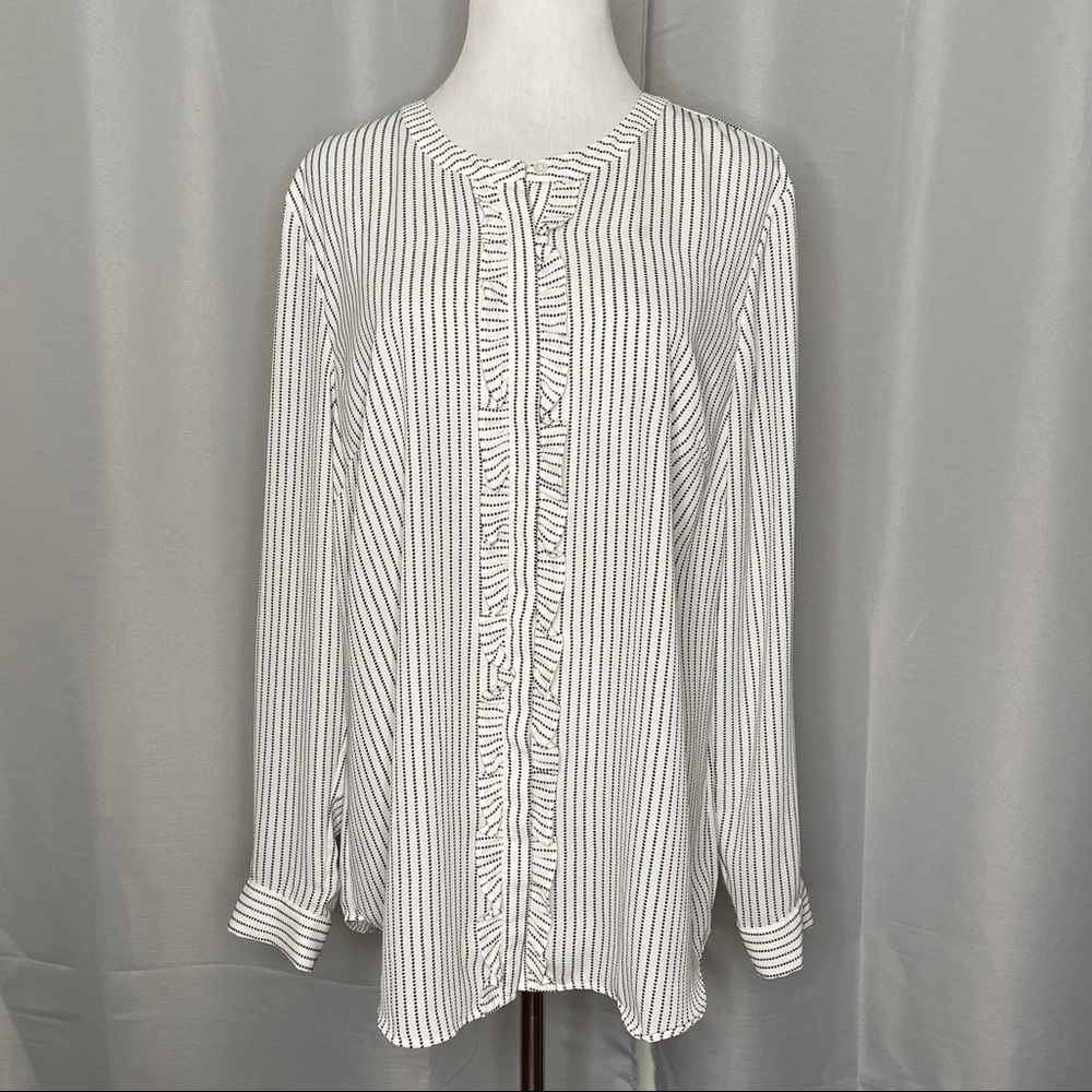 Talbots Ruffle Front Button Down Blouse - image 2